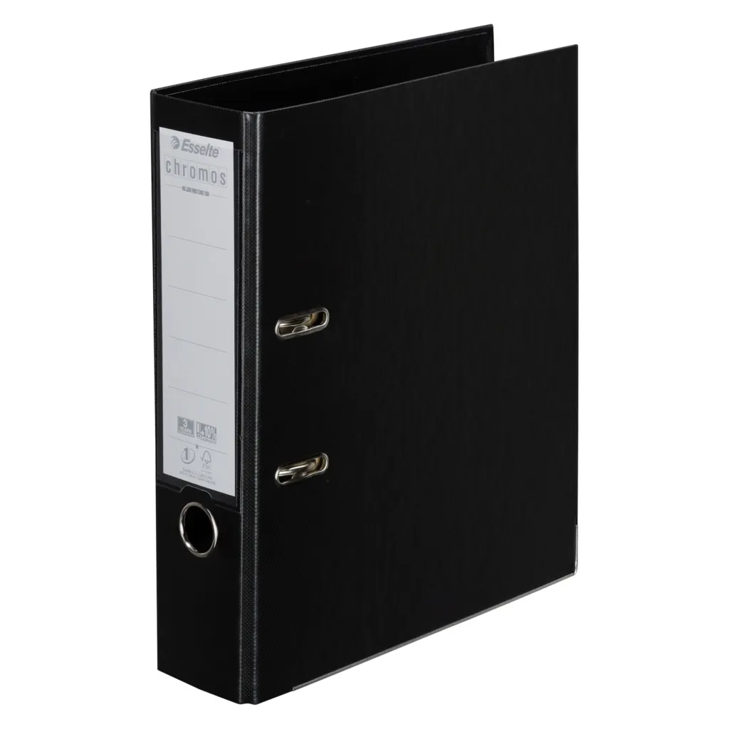 Classeur à levier cartonné Esselte Chromos Plus A4 - Dos 8 cm noir