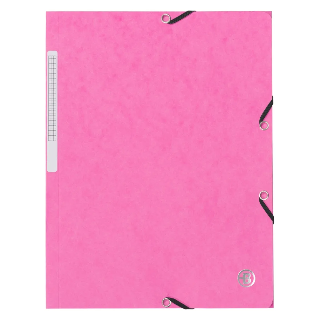 Chemise à élastique 3 rabats carte Bruneau 24 x 32 cm dos 2 cm rose