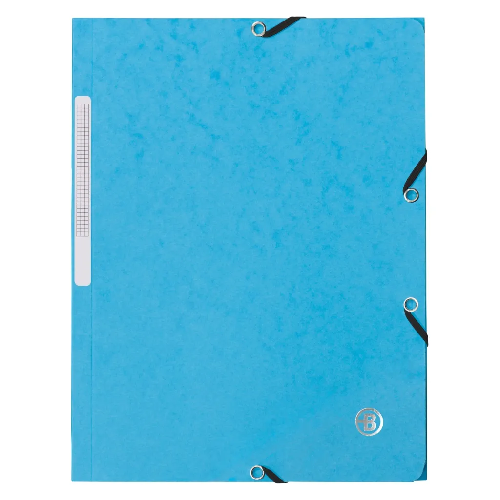 Chemise à élastique 3 rabats carte Bruneau 24 x 32 cm dos 2 cm bleu azur