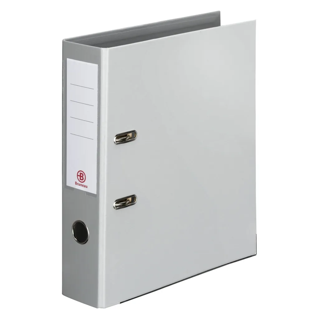 Classeur à levier cartonné Bruneau A4 maxi - Dos 7,2 cm gris