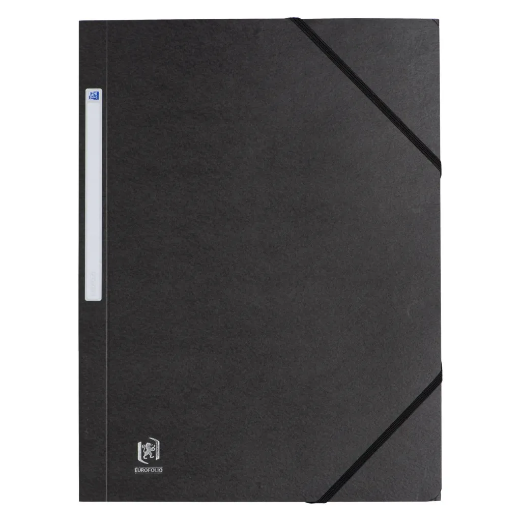 Chemise à élastique 3 rabats carte Eurofolio OXFORD 24,5 x 32 cm dos 2 cm noire