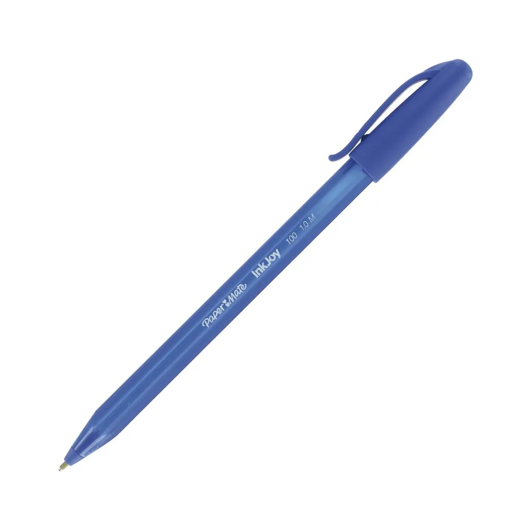 Stylo bille Papermate Inkjoy 100 à capuchon pointe 1 mm - écriture moyenne bleu