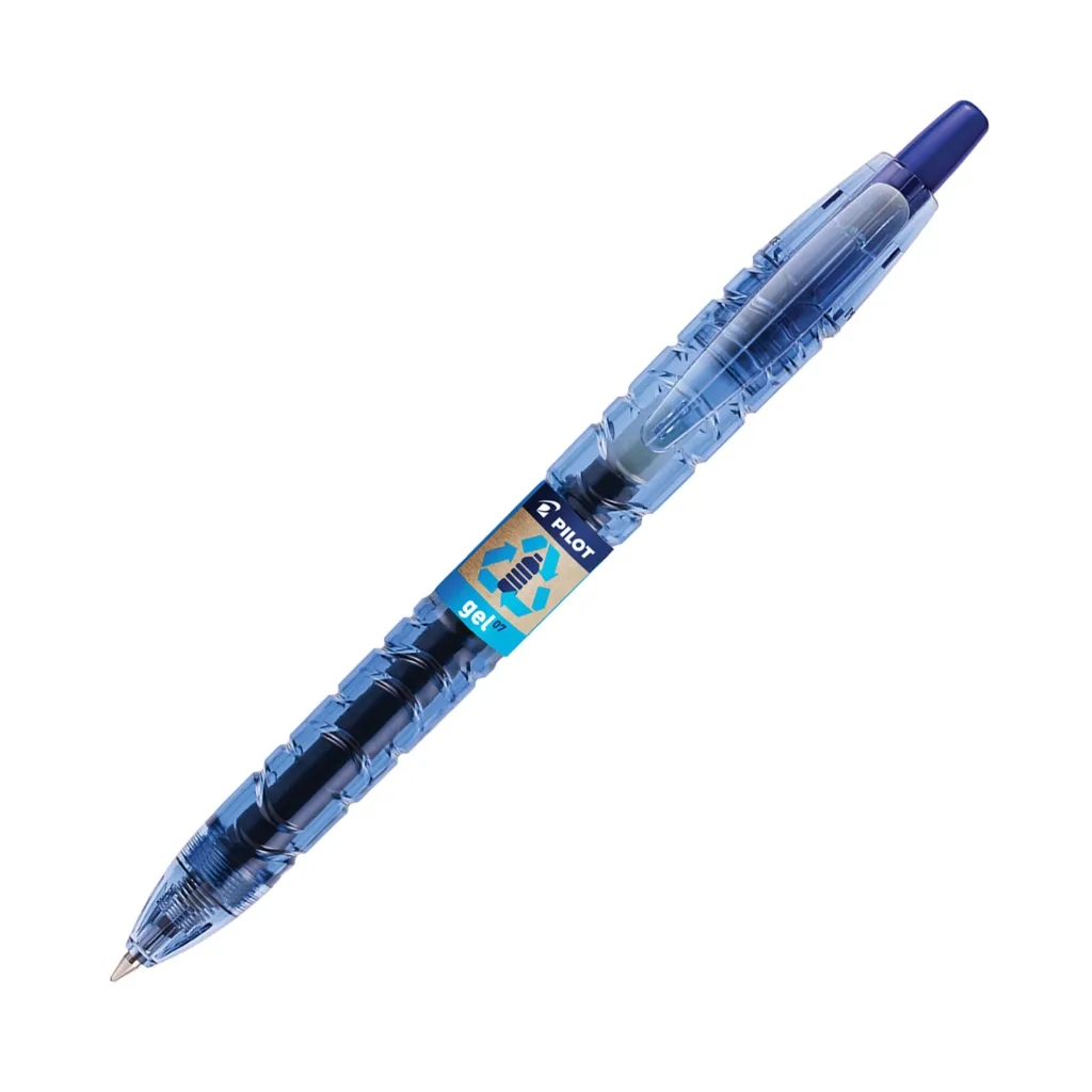 Stylo roller Pilot B2P Begreen rétractable pointe 0,7 mm - écriture moyenne bleu