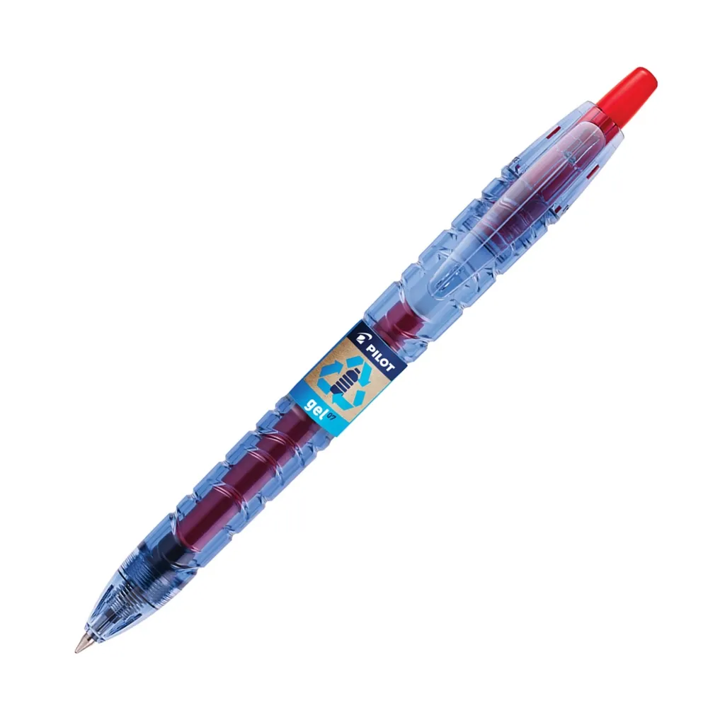 Stylo roller Pilot B2P Begreen rétractable pointe 0,7 mm - écriture moyenne rouge