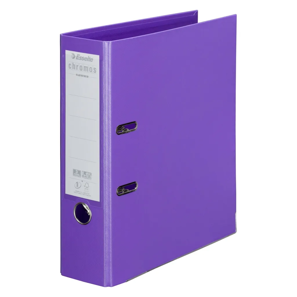 Classeur à levier cartonné Esselte Chromos Plus A4 - Dos 8 cm violet