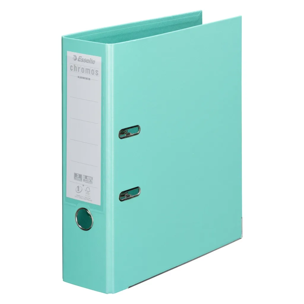 Classeur à levier cartonné Esselte Chromos Plus A4 - Dos 8 cm A4 vert menthe