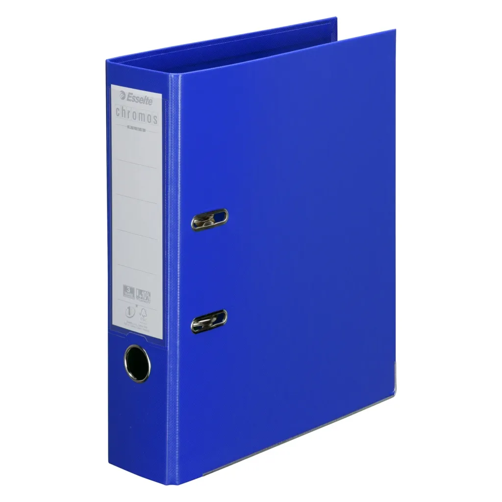 Classeur à levier cartonné Esselte Chromos Plus A4 - Dos 8 cm bleu