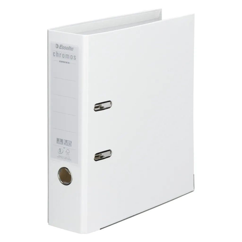 Classeur à levier cartonné Esselte Chromos Plus A4 - Dos 8 cm blanc