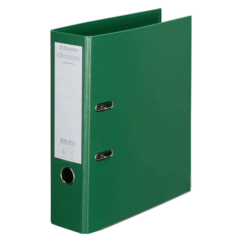 Classeur à levier cartonné Esselte Chromos Plus A4 - Dos 8 cm vert foncé