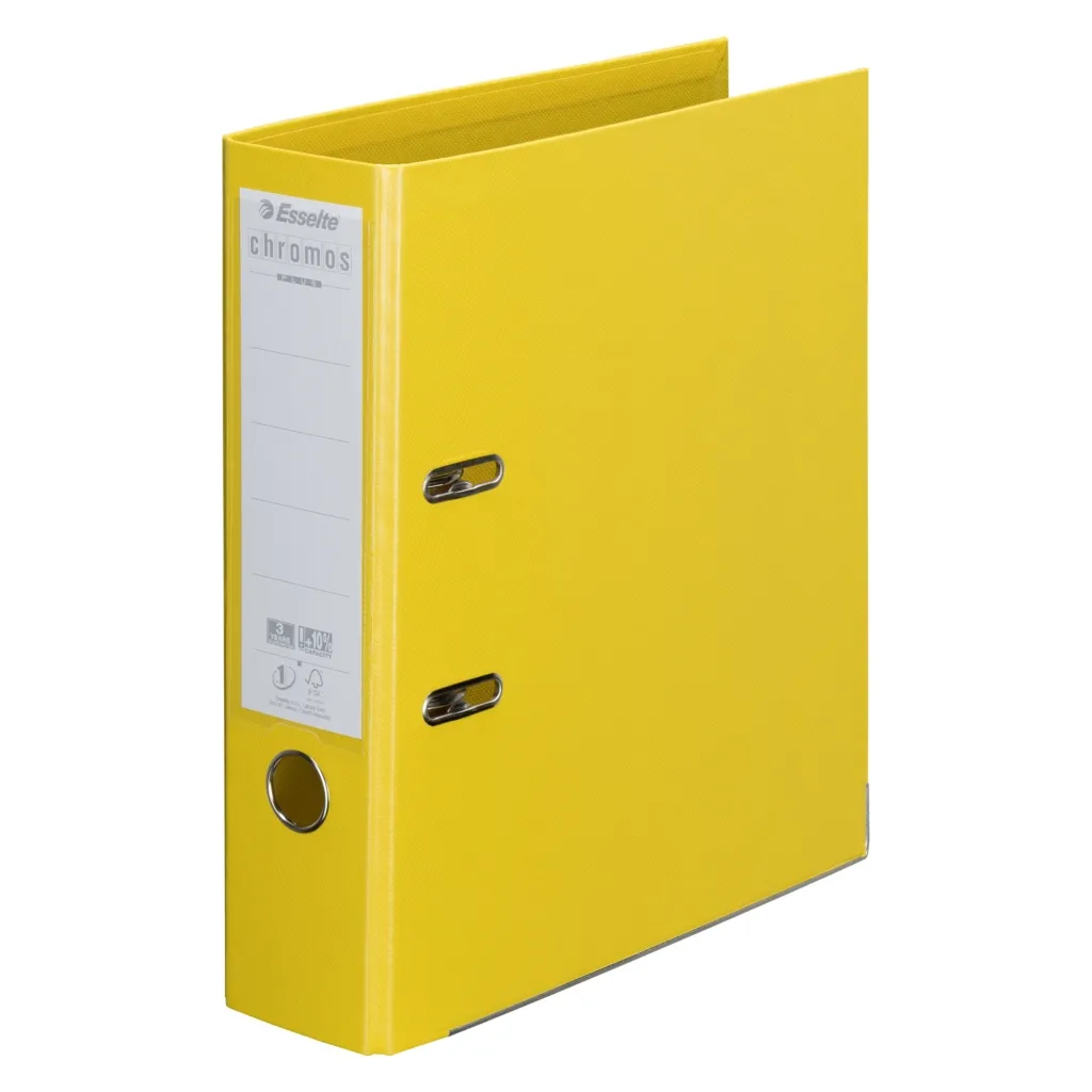 Classeur à levier cartonné Esselte Chromos Plus A4 - Dos 8 cm jaune