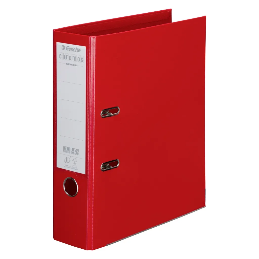 Classeur à levier cartonné Esselte Chromos Plus A4 - Dos 8 cm rouge