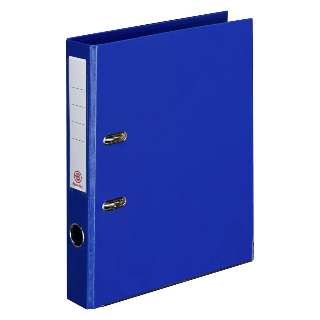 Classeur à levier cartonné Bruneau A4 - Dos 5 cm bleu marine