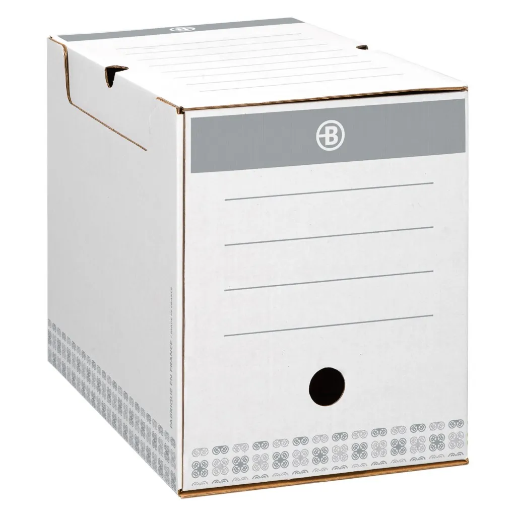 Boîte archives Carton Bruneau - Dos 20 cm - Haute résistance - Grise