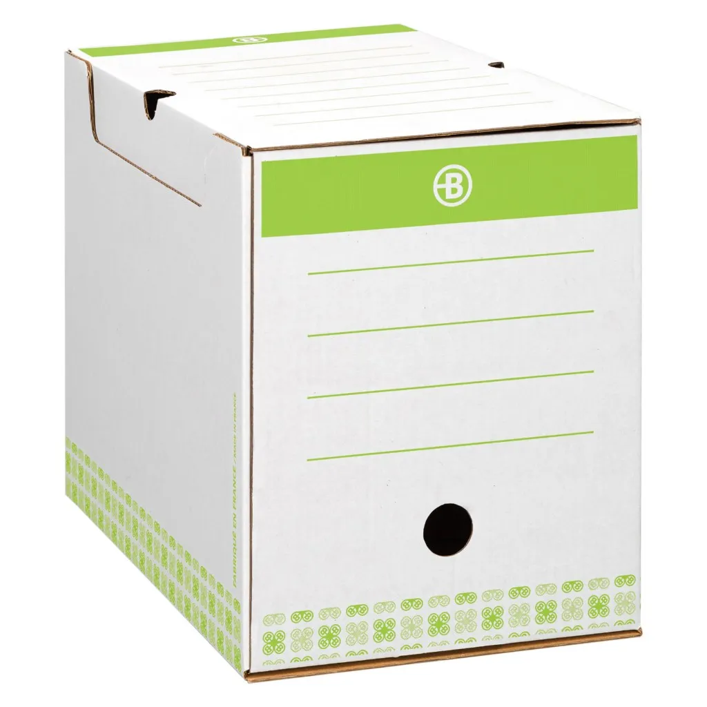 Boîte archives Carton Bruneau - Dos 20 cm - Haute résistance - Verte