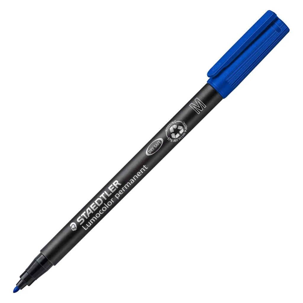 Stylo feutre Staedtler Lumocolor permanent pointe 1 mm - écriture moyenne bleu