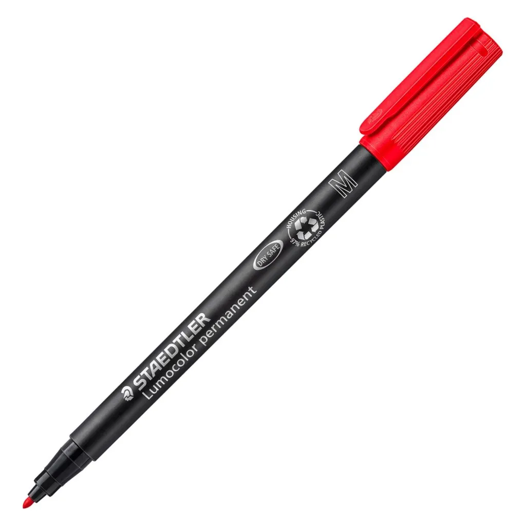 Stylo feutre Staedtler Lumocolor permanent pointe 1 mm - écriture moyenne rouge