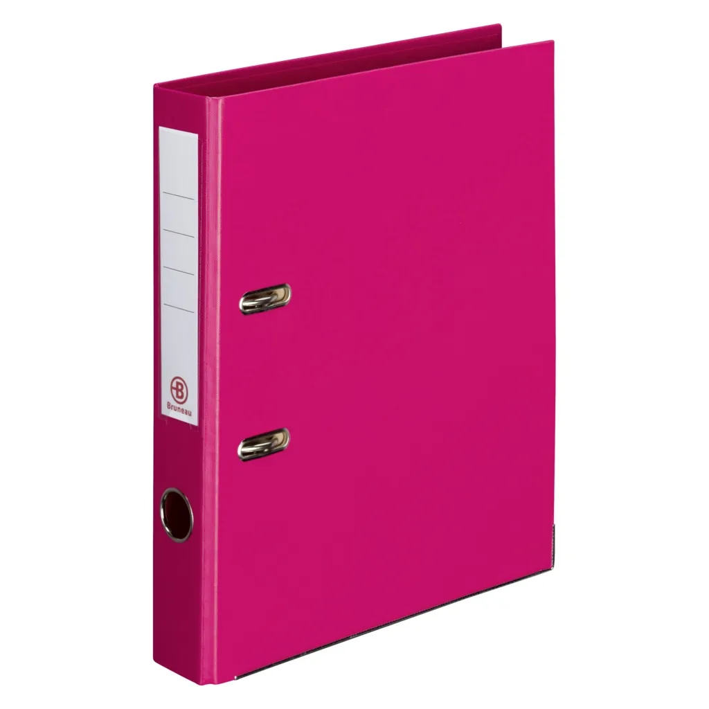 Classeur à levier cartonné Bruneau A4 - Dos 5 cm fuschia
