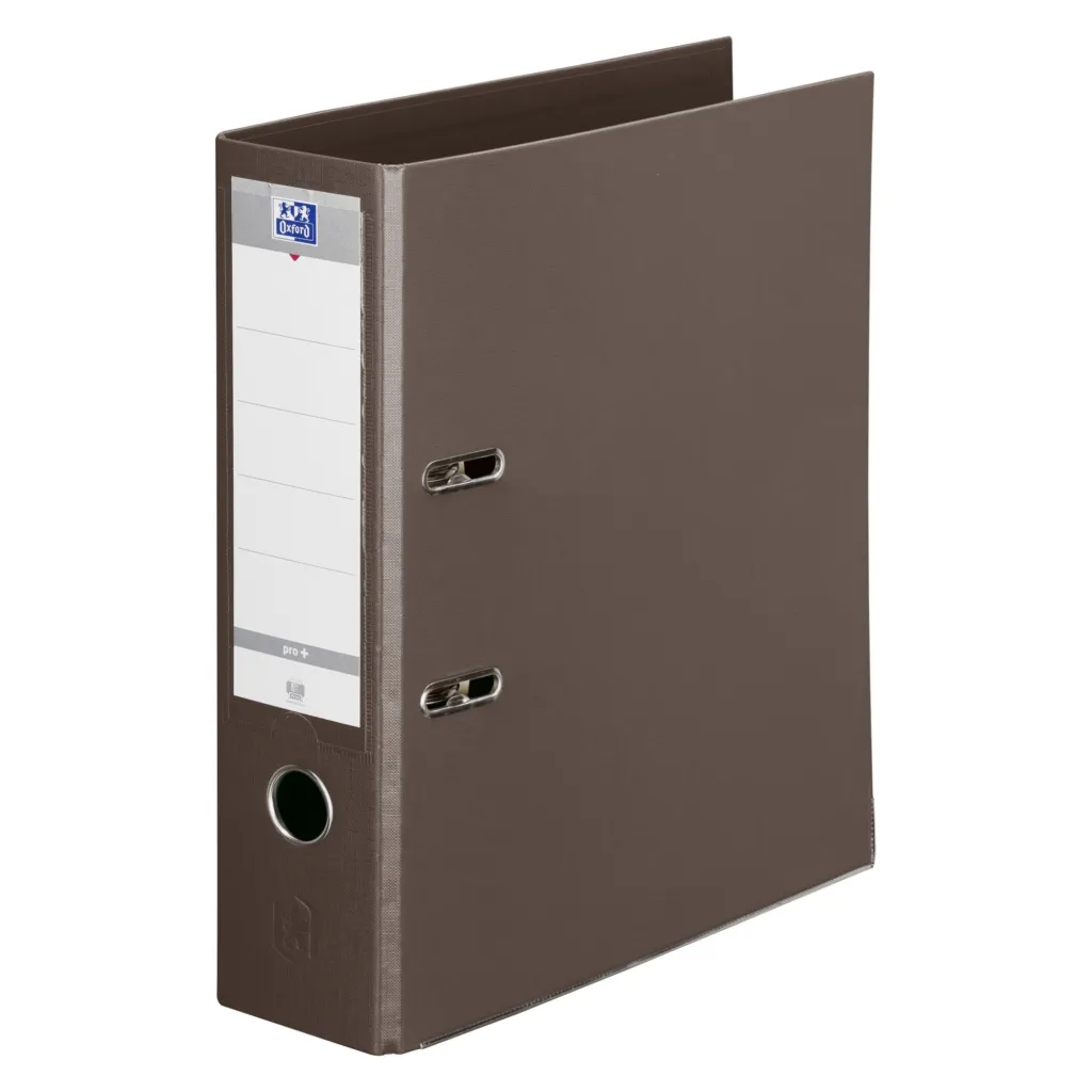 Classeur à levier plastifié Oxford A4 - Dos 8 cm marron