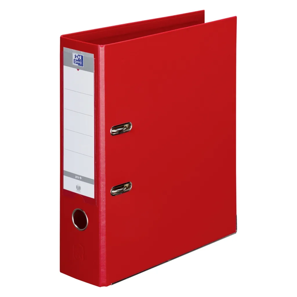 Classeur à levier plastifié Oxford A4 - Dos 8 cm rouge