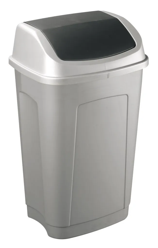 Poubelle Swing 50 litres rectangle à couvercle basculant, gris