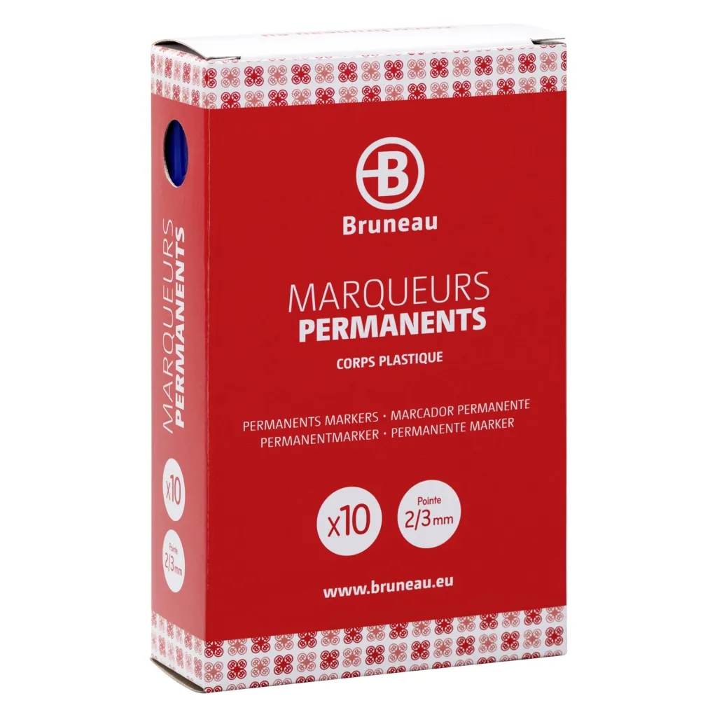 Marqueur permanent Bruneau pointe ogive de 2 à 3 mm couleurs assorties corps plastique