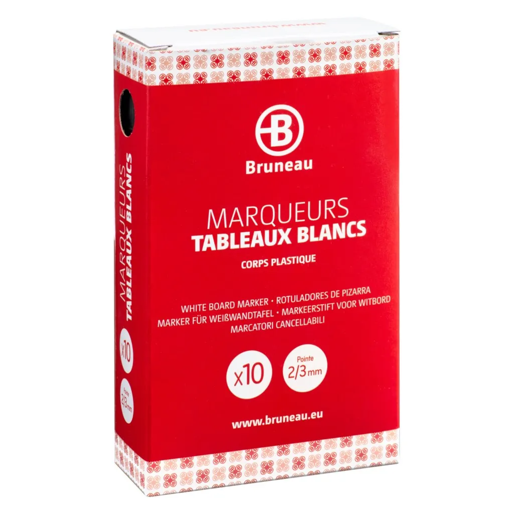 Marqueur effaçable Bruneau pointe ogive 2 à 3 mm noir corps plastique