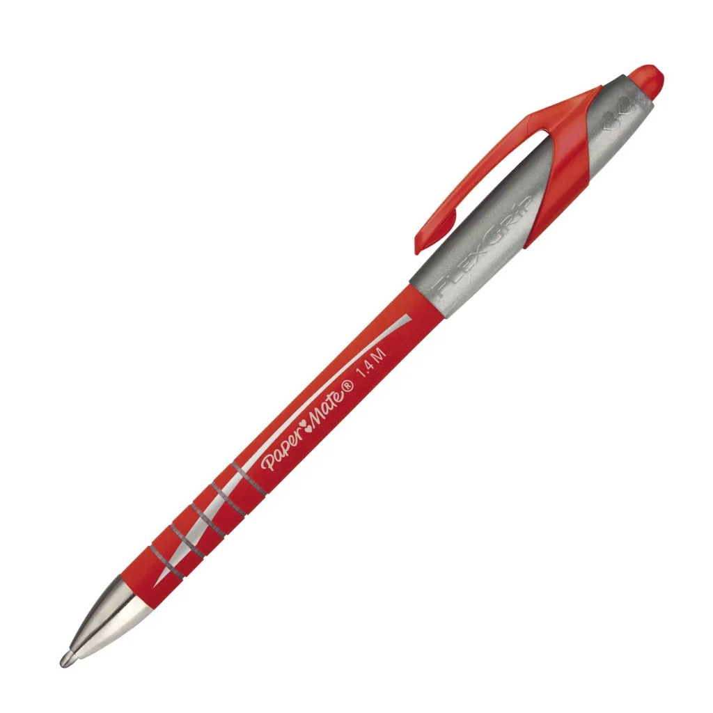 Stylo bille Papermate classique Flexgrip Elite rétractable pointe 1,4 mm - écriture large rouge