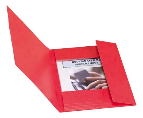Chemise à élastique 3 rabats carte Bruneau 24 x 32 cm dos 2 cm rouge