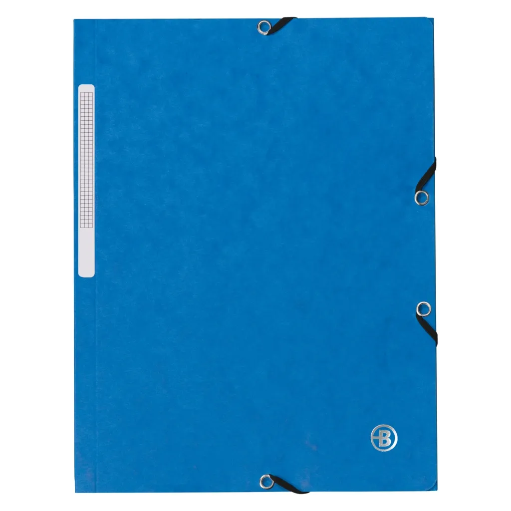 Chemise à élastique 3 rabats carte Bruneau 24 x 32 cm dos 2 cm bleue