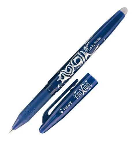 Stylo roller Pilot FriXion Ball effaçable à capuchon pointe 0,7 mm - écriture fine bleu
