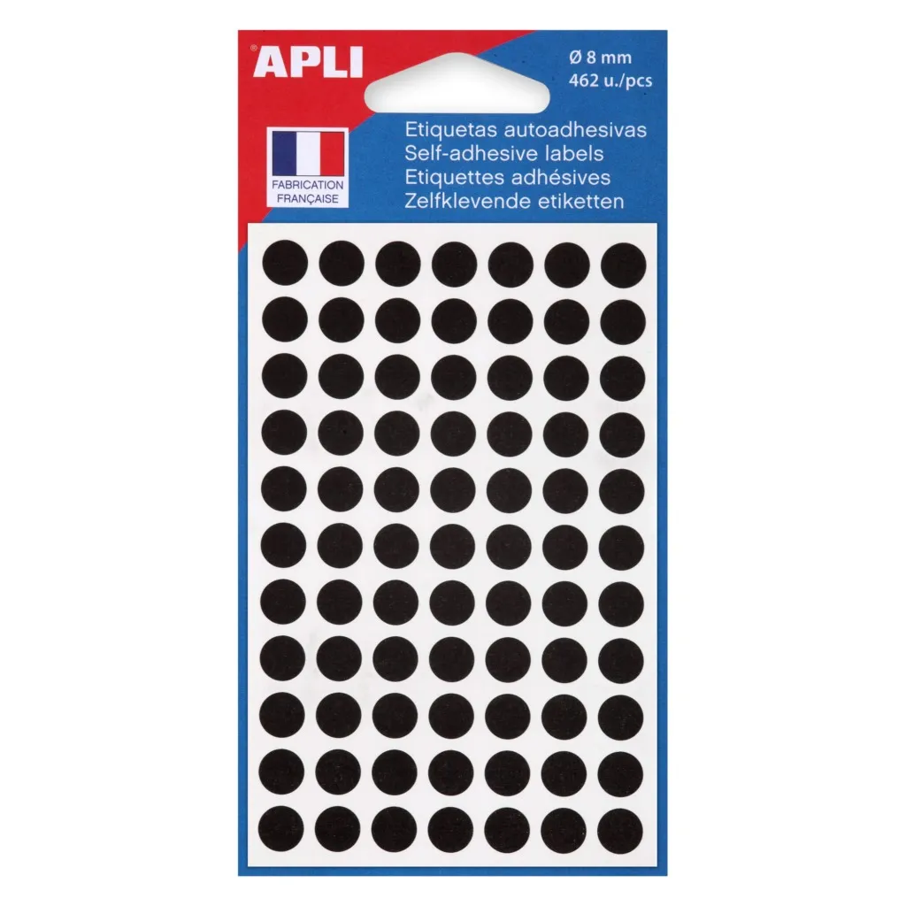 Pastille adhésive Ø 8 mm Agipa 111837 noire - Boîte de 462