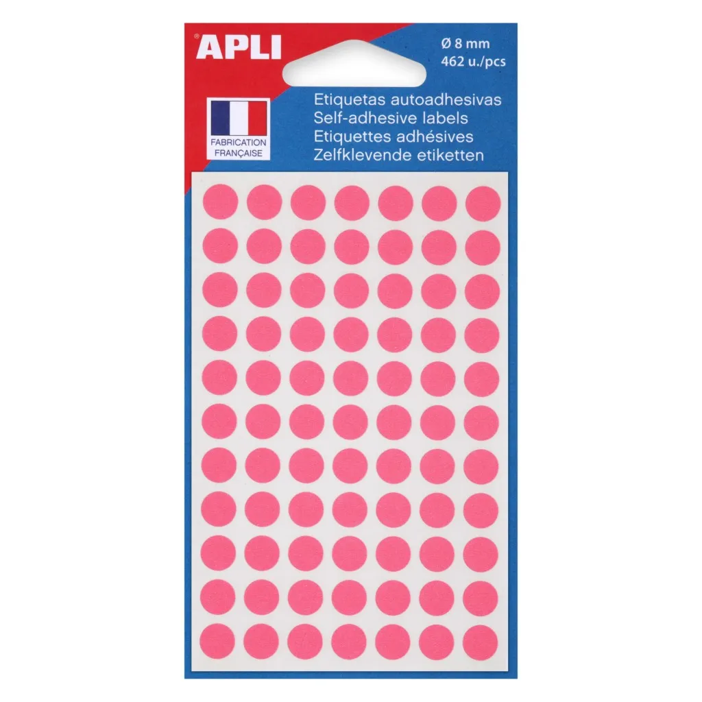 Pastille adhésive Ø 8 mm Agipa 111838 rose - Boîte de 462