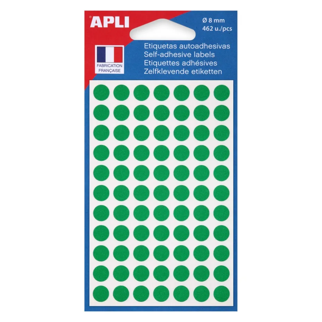 Pastille adhésive Ø 8 mm Agipa 111831 verte - Boîte de 462