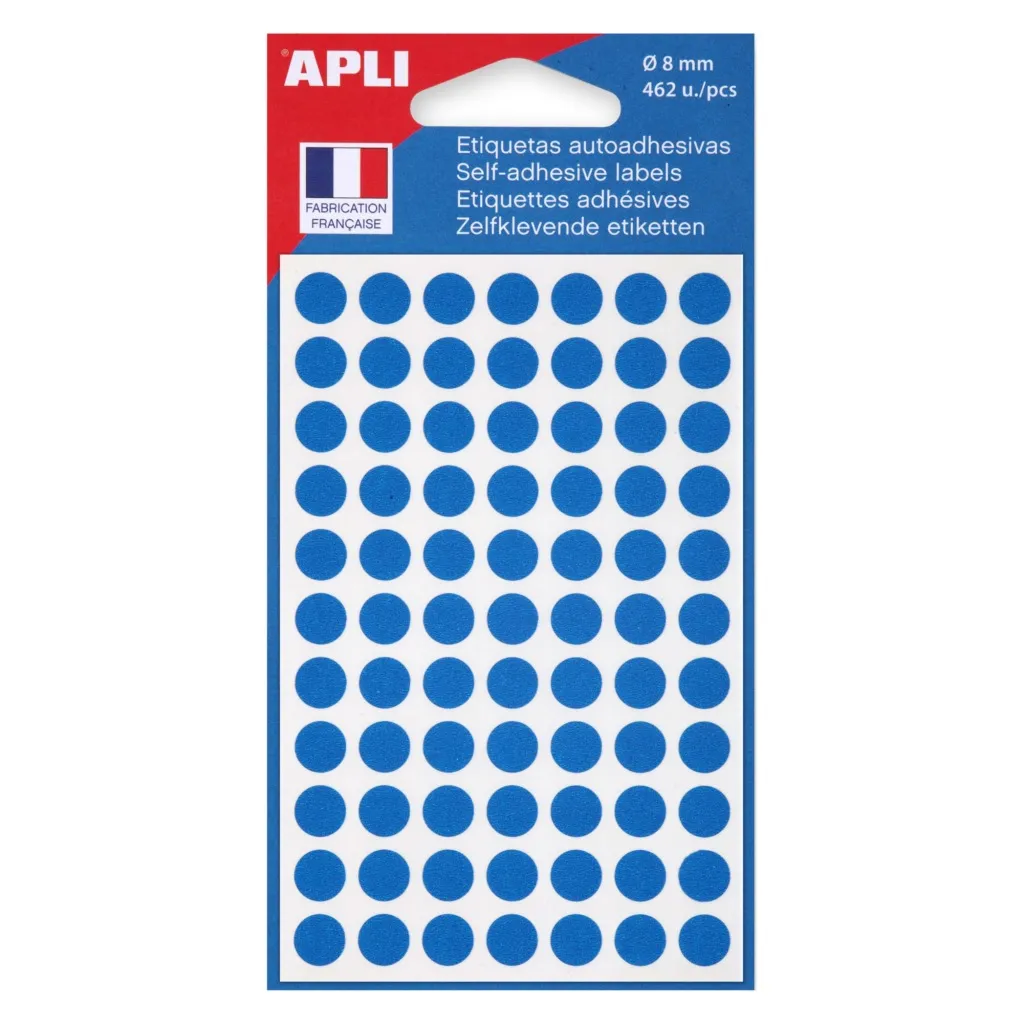 Pastille adhésive Ø 8 mm Agipa 111832 bleue - Boîte de 462