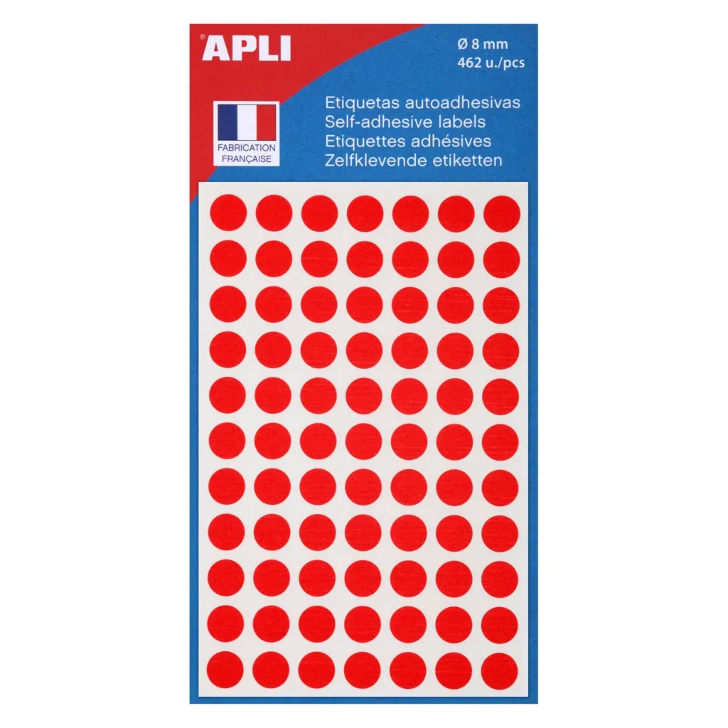 Pastille adhésive Ø 8 mm Agipa 111833 rouge - Boîte de 462