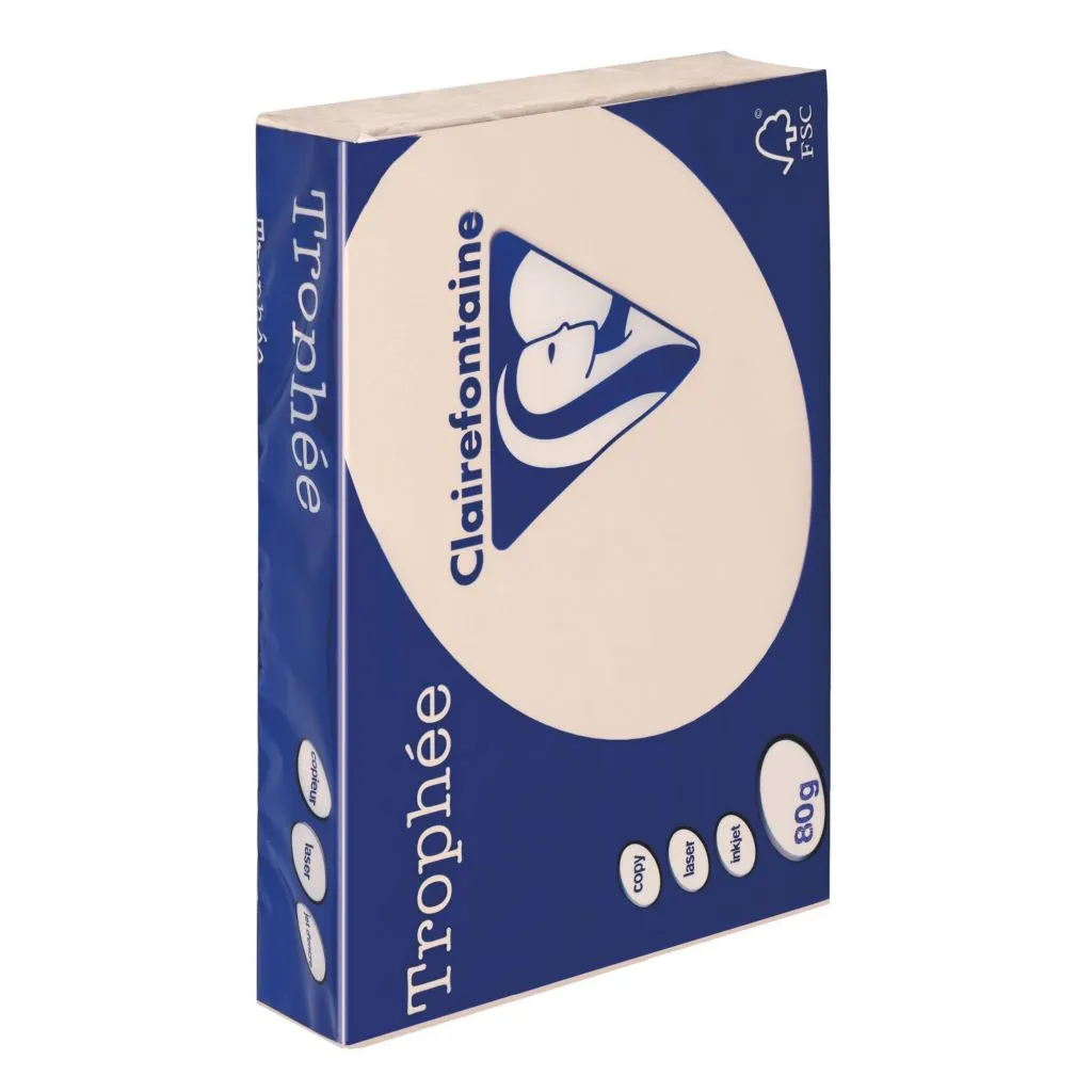 Papier A4 couleur 80 g ivoire Clairefontaine Trophée couleurs pastel - Ramette de 500 feuilles