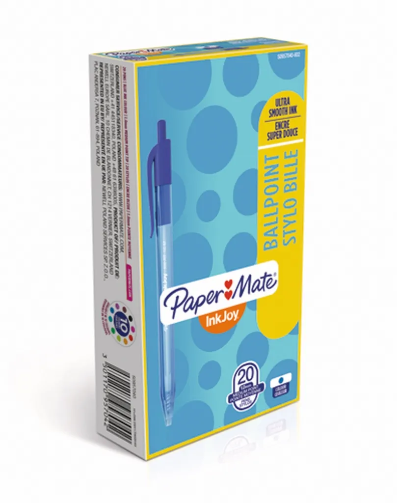 Stylo bille Papermate Inkjoy 100 rétractable pointe 1 mm - écriture large bleu