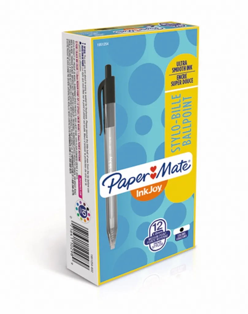 Stylo bille Papermate Inkjoy 100 rétractable pointe 1 mm - écriture large noir