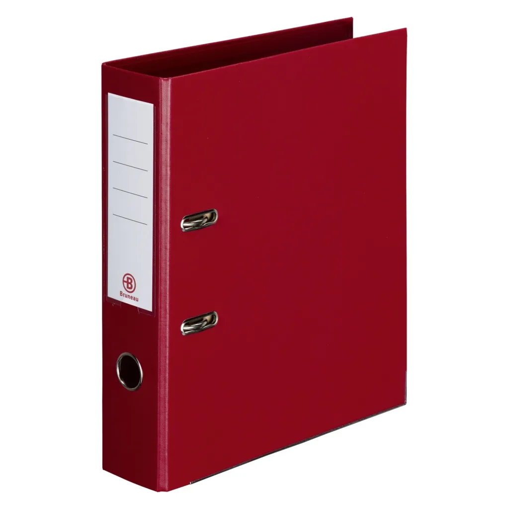 Classeur à levier cartonné Bruneau A4 maxi - Dos 7,2 cm bordeaux