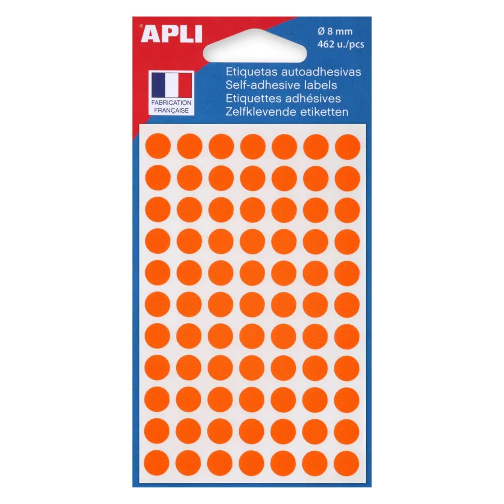Pastille adhésive Ø 8 mm Agipa 111835 orange - Boîte de 462