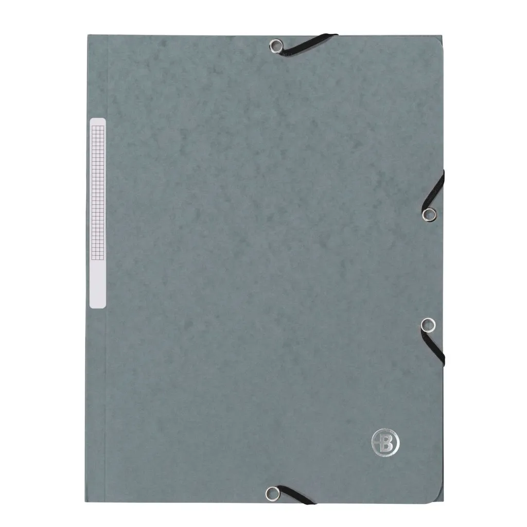 Chemise à élastique 3 rabats carte Bruneau 24 x 32 cm dos 2 cm gris