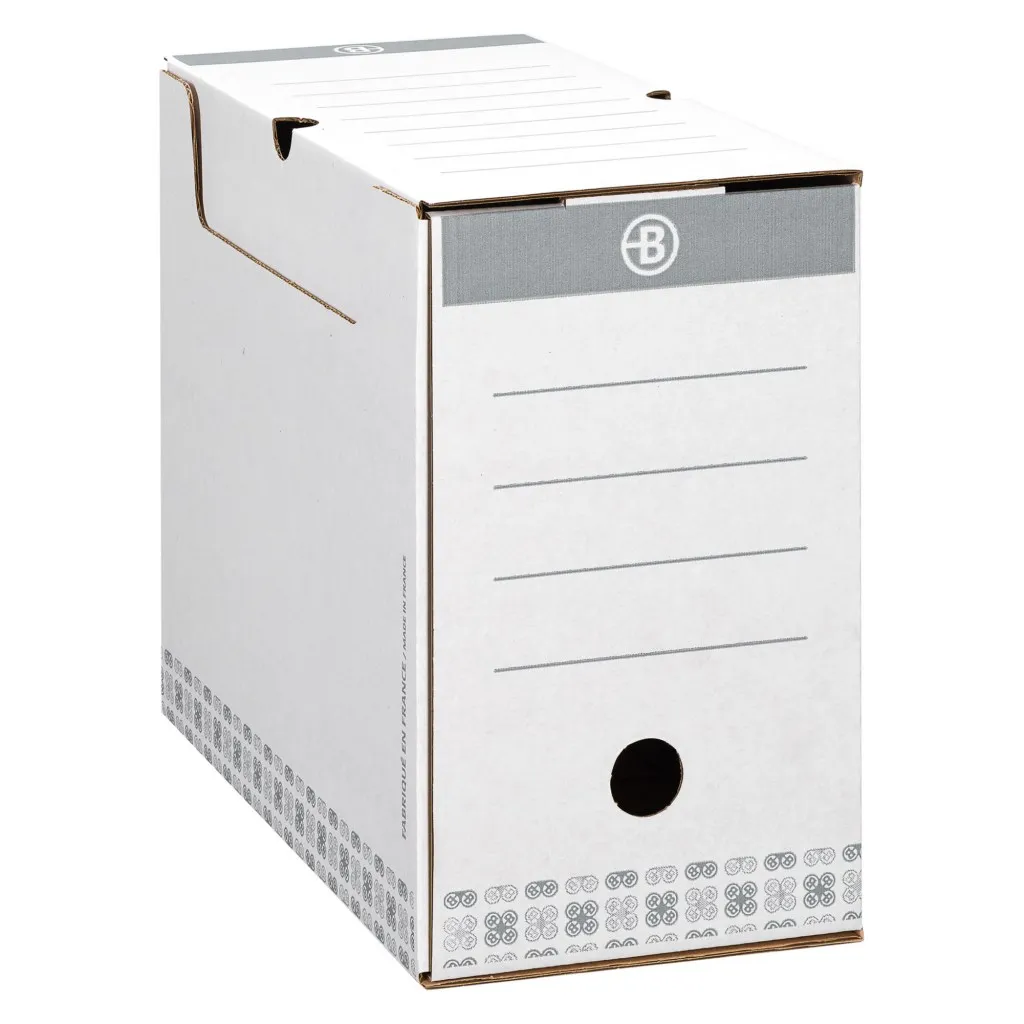 Boîte archives Carton Bruneau - Dos 15 cm - Haute résistance - Grise