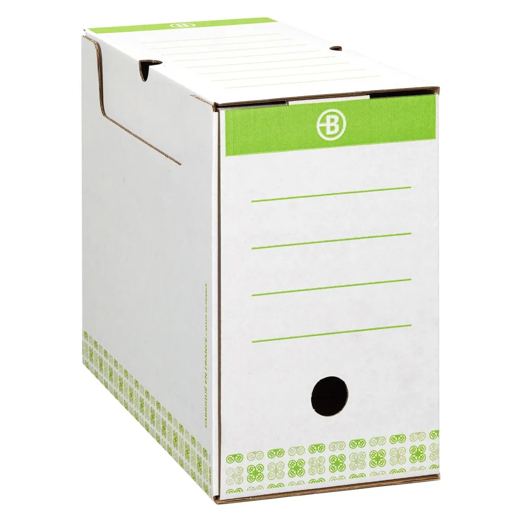 Boîte archives Carton Bruneau - Dos 15 cm - Haute résistance - Verte