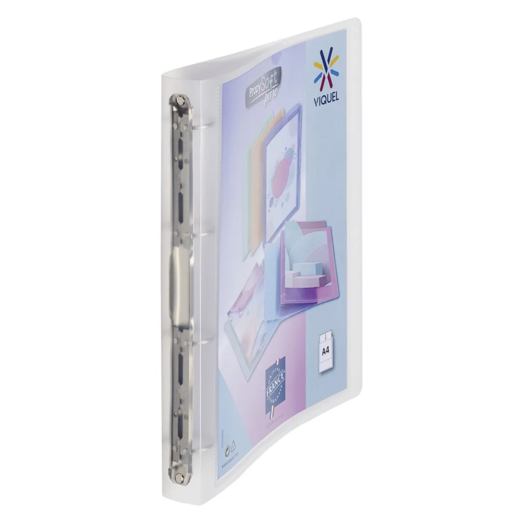 Classeur 4 anneaux plastifié Viquel Propysoft personnalisable A4 - Dos 3,5 cm transparent translucide