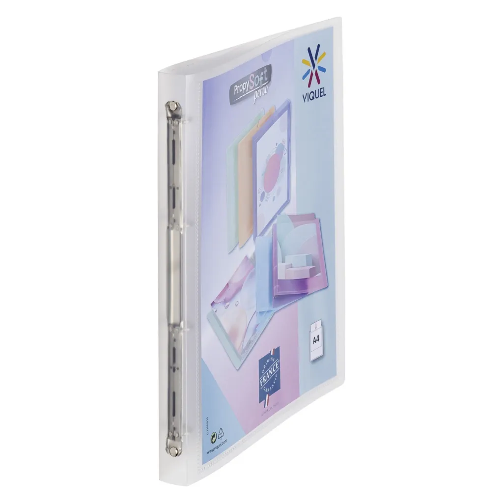 Classeur 4 anneaux plastifié Viquel Propysoft personnalisable A4 - Dos 2,5 cm transparent