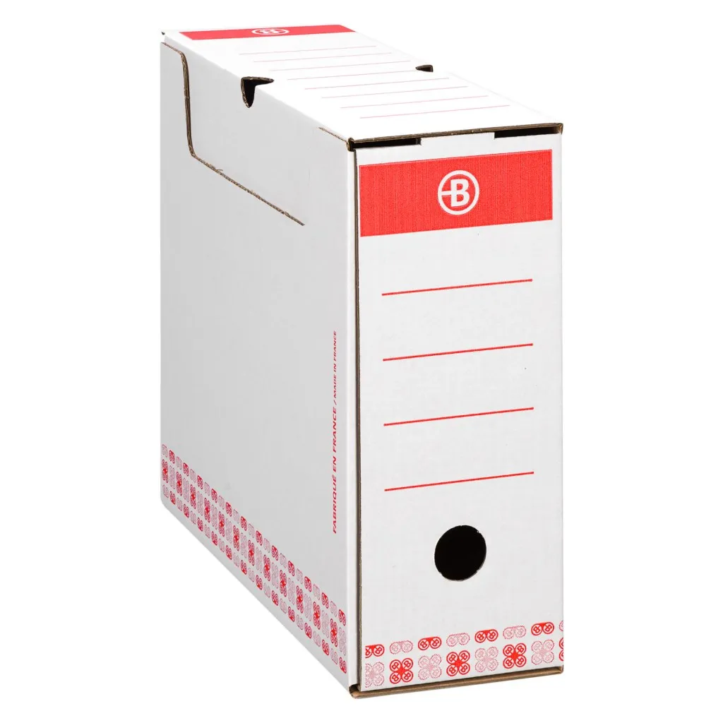 Boîte archives Carton Bruneau - Dos 10 cm - Haute résistance - Rouge