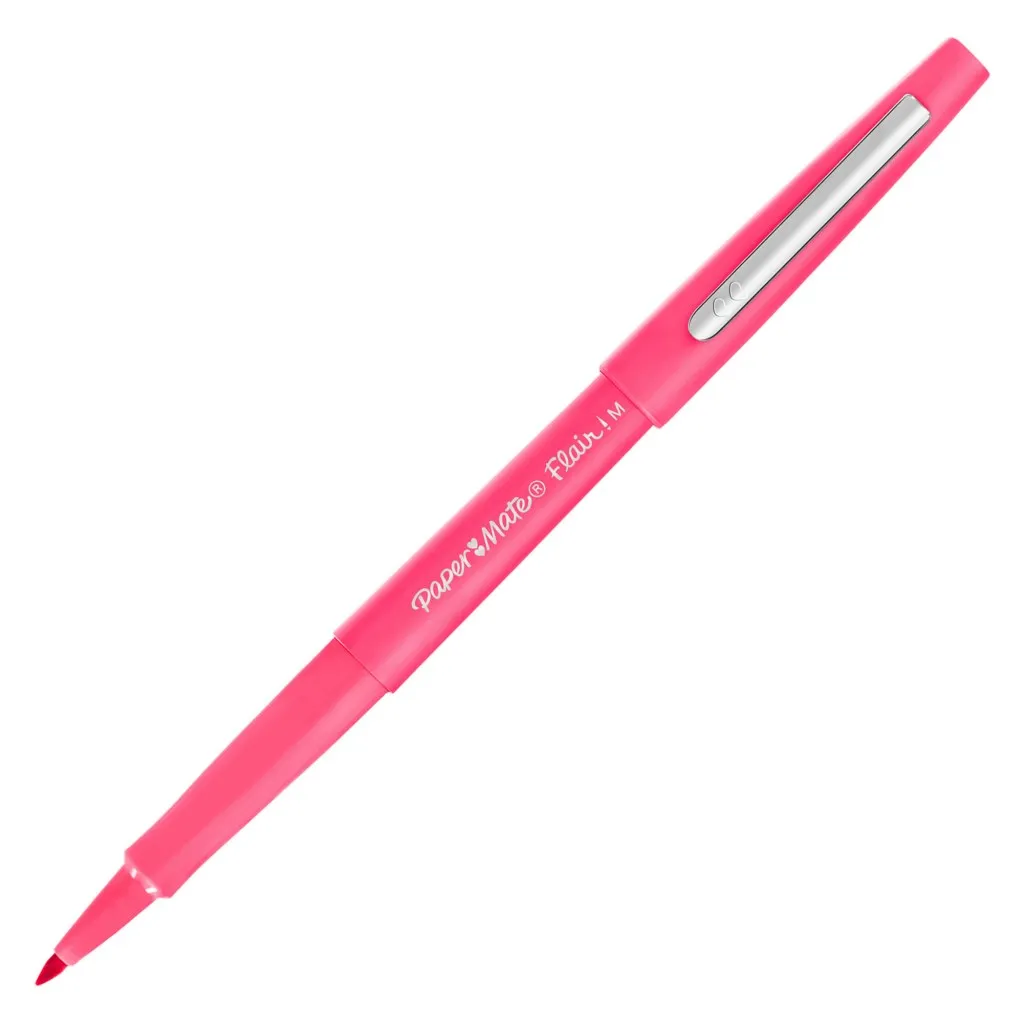 Stylo feutre Papermate Flair à capuchon pointe 1 mm - écriture moyenne rose