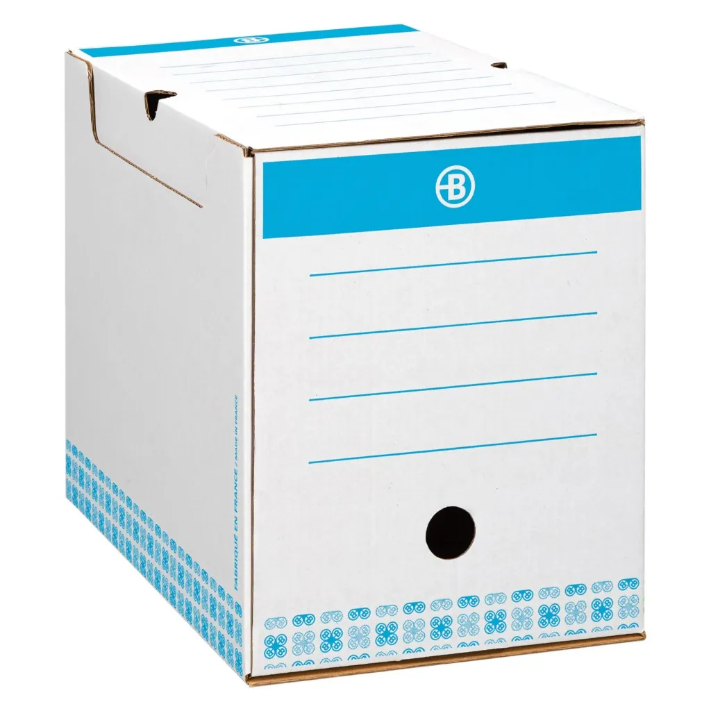 Boîte archives Carton Bruneau - Dos 20 cm - Haute résistance - Bleue
