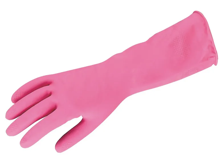 Gants de ménage latex rose taille 8/8,5 - La paire
