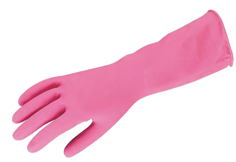 Gants de ménage latex rose taille 9/9,5 - La paire